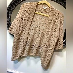 Caslon Sweater Loose Knit Crocheted Open Front Shrug Cardigan Sz Small